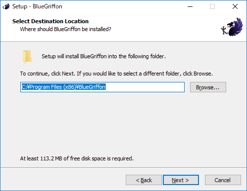 64bit版のはずなのに、何故か、「C:\Program Files (x86)\BlueGriffon」フォルダにインストールされます。