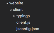 JavaScriptコードのルートでjsconfig.jsonを作成します。JavaScriptプロジェクトは、プロジェクトのソースファイルです。そして、派生、あるいは、パッケージ化されたファイルを含めないでください。