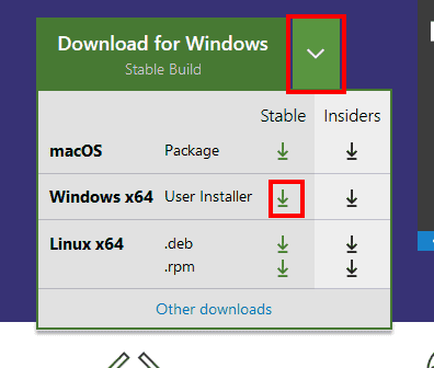 利用するOSに合わせたインストーラーをダウンロードします。私は、Windows x64 の安定板を選択しました。