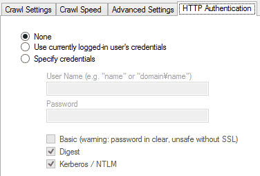 「HTTP Authentication」のタブです。