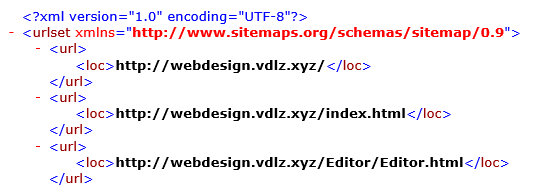 「XML&HTML Sitemap」で作成したもの（冒頭部分）