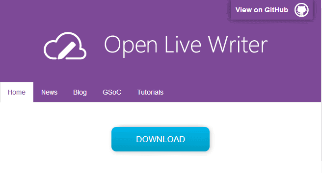 Open Live Writerのホームページに移動し、DOWNLOADをクリックし、インストーラーを入手します。