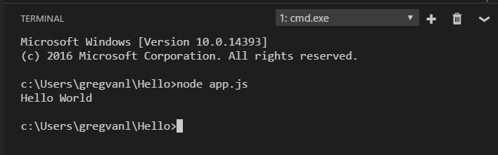 統合ターミナルで、node app.jsを実行することができます。