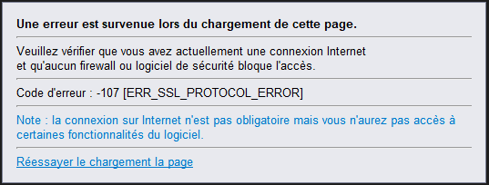 起動すると、バージョン1.56 R9では、いきなりエラーが、フランス語で表示されます。
