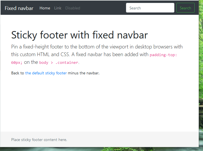 Sticky footer with fixed navbar
